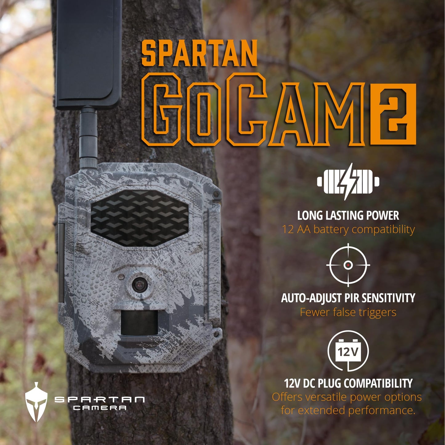 Spartan Camera GoCam2 Cellular, APP Control Trail Camera, 4G LTE, 1080P Video, FHD Photos, No Glow, Night Vision, Motion Activated, IP65 Water Resistant (Spartan Areus, Verizon)