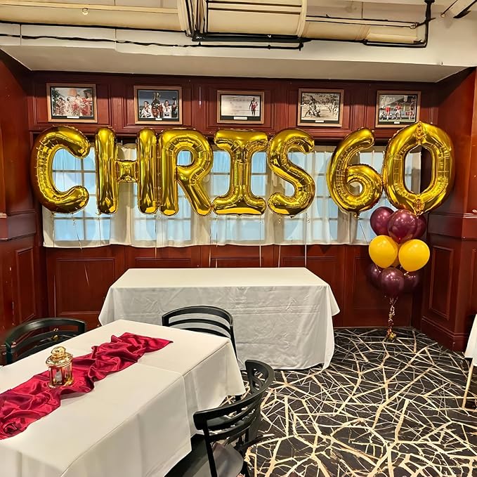 Gold Letter Balloons, 40 Inch Alphabet Name Mylar Self Inflating Custom I Decor, Large Helium Foil for Men Women Birthday Party Decorations Supplies