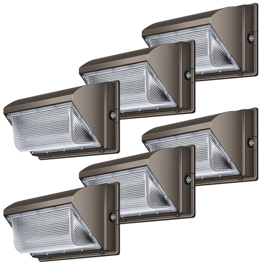 BIRITALO LED Wall Pack Lights Outdoor Dusk to Dawn Photocell 800W Eqv Bright 18000LM LED Exterior Buildings Security Lighting 5000K 120W LED Flood Wall Light 100V-277V IP65 Waterproof for Yard 6 Pack