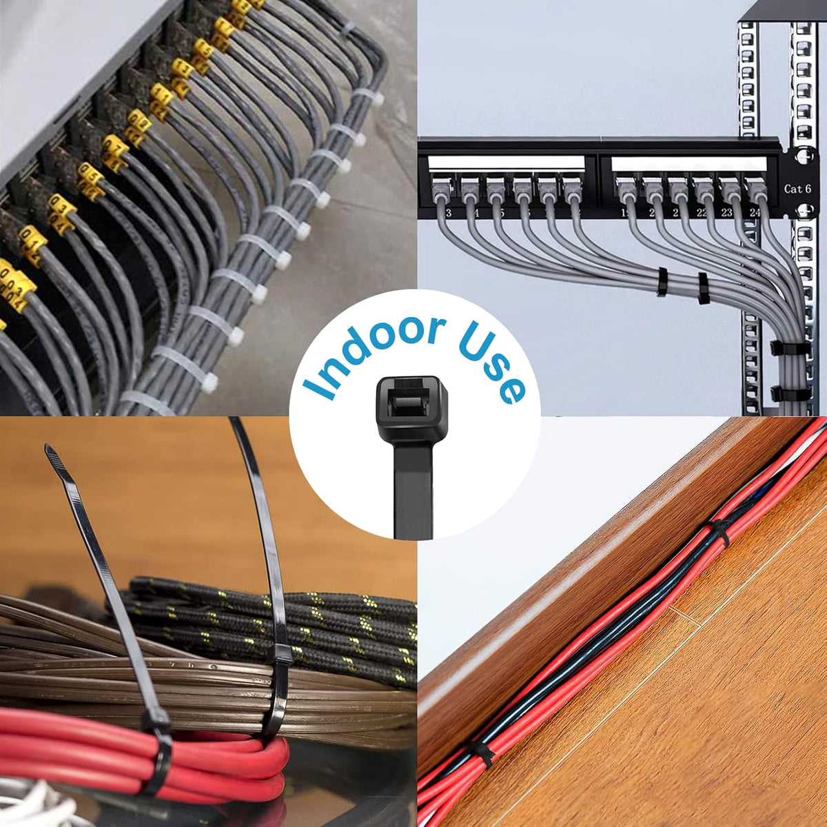 SKALON 8 inch (1000 Pack), 40lbs Zip Ties Tensile Strength, Black Cable Ties, Wire Ties for indoor and outdoor use, by