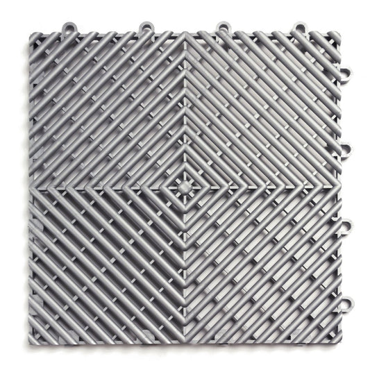 Big Floors RaceDeck Garage Floor Tiles, Interlocking Garage Flooring, Free-Flow Self-Draining Non-Slip Heavy-Duty Copolymer, Easy Install (Alloy, 48 Pack of 12 x 12" Tiles, 48 Sq Ft)