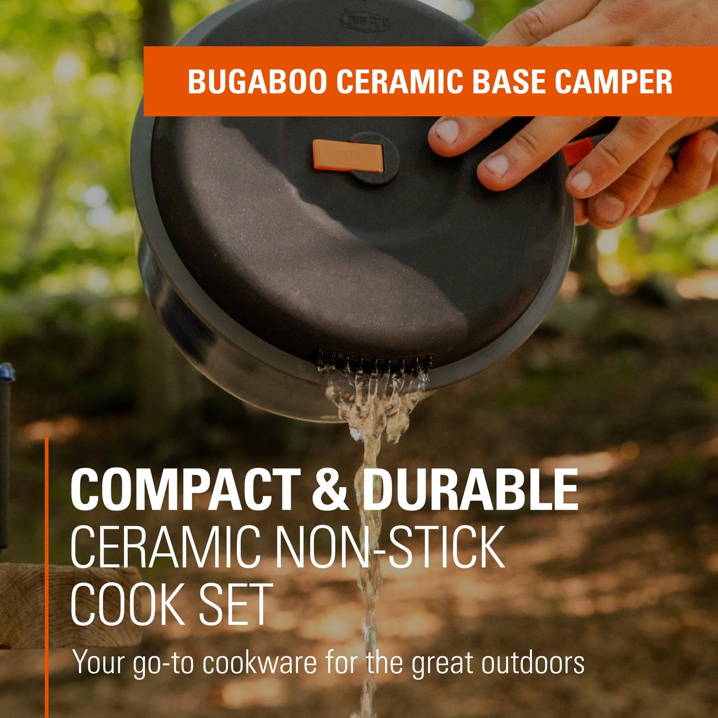 GSI Outdoors Bugaboo Base Camper Small, High-Efficiency Cookset – Ceramic Non-Stick Coated, Includes 2L & 1.5L Pots, 8" Fry Pan, Accessories