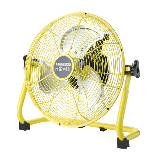 Techni Home 12” Rechargeable 4000mAh High Velocity Cordless Fan with Up to 43.5-Hour Runtime, Ideal for Camping, Emergency Use, or Home Cooling, Yellow