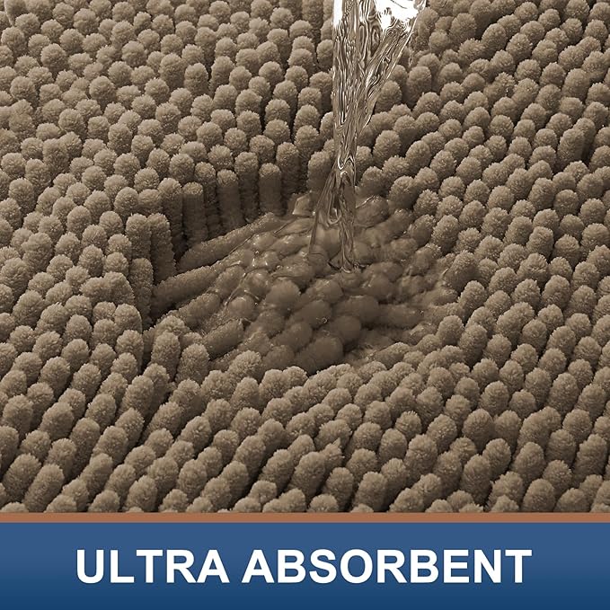 Smiry Luxury Chenille Round 24x24, Extra Soft and Absorbent Shaggy Bathroom Mat Rugs, Machine Washable, Non-Slip Plush Carpet for Tub, Shower, and Bath Room, Camel