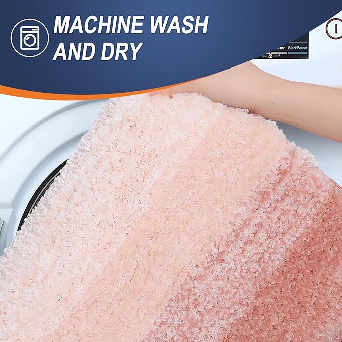 OLANLY Bathroom Rugs Mat 59x20, Extra Soft Absorbent Microfiber Bath Rugs, Rubber Backing, Quick Dry, Machine Washable Bath Mats for Bathroom Floor, Tub and Shower, Home Decor Accessories, Peach