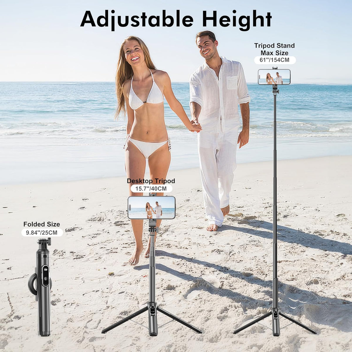 EUG-PRODUCTS 61" Magnetic Phone Tripod & Selfie Stick for Golf Training, Extendable Cell Phone Tripod Stand