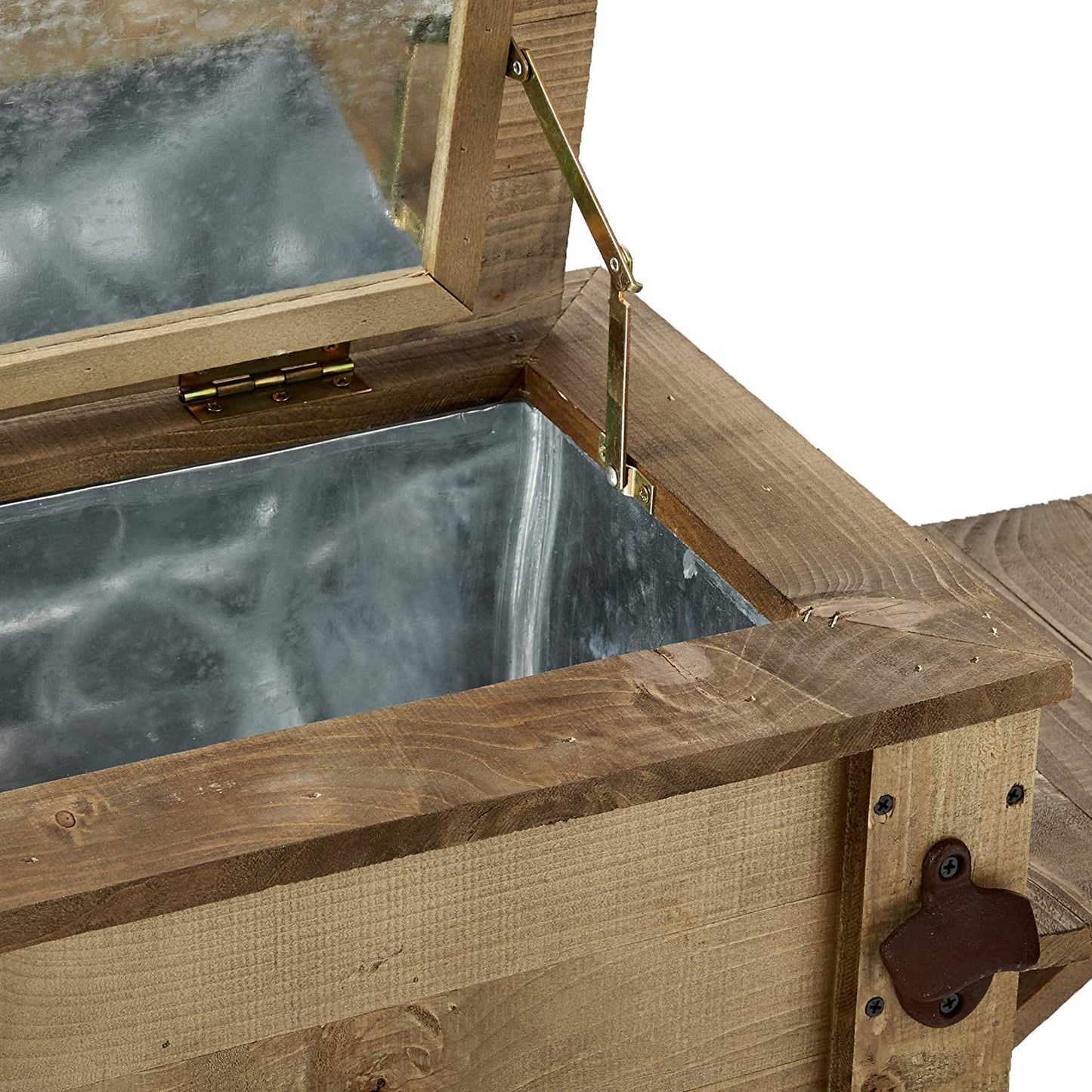 BACKYARD EXPRESSIONS PATIO · HOME · GARDEN 913284-NM Outdoor Beverage Cooler for Patio-87 Qt. w/Folding Side Tables-Rustic Brown-Backyard Expressions, 87 Quart, Natural Wood