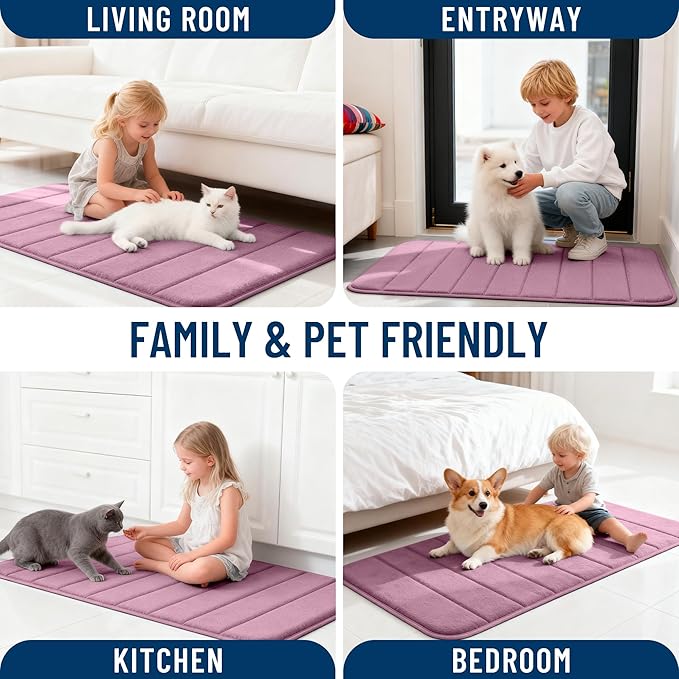 OLANLY Memory Foam Bath Mat 40x32, Super Soft Absorbent Bathroom Rugs, Quick Dry, Machine Washable Shower Floor Rugs, Bathmat Carpet, Bathroom Home Decor Accessories, Deep Plum