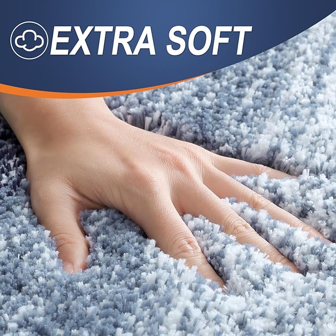 OLANLY Bathroom Rugs Mat 30x20, Extra Soft Absorbent Microfiber Bath Rugs, Rubber Backing, Quick Dry, Machine Washable Bath Mats for Bathroom Floor, Tub and Shower, Home Decor Accessories, Airy Blue