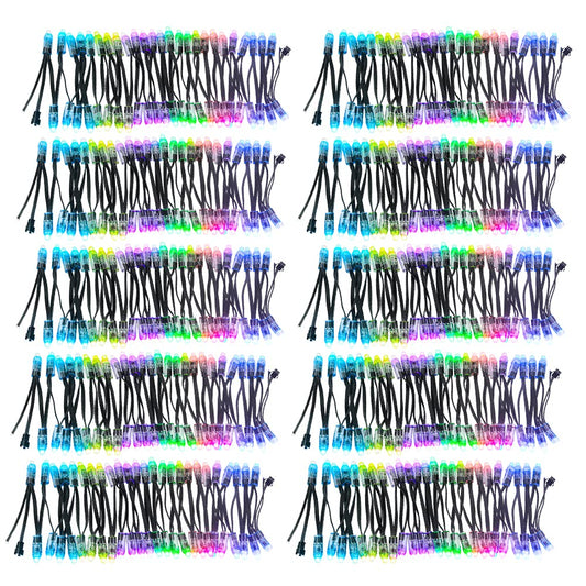 ALITOVE DC 12V WS2811 12mm Diffused Digital RGB LED Pixel Light Individually Addressable Round LED Bullet Pixels 500pcs IP68 Waterproof for Billboard House Daily & Holiday Party Decor