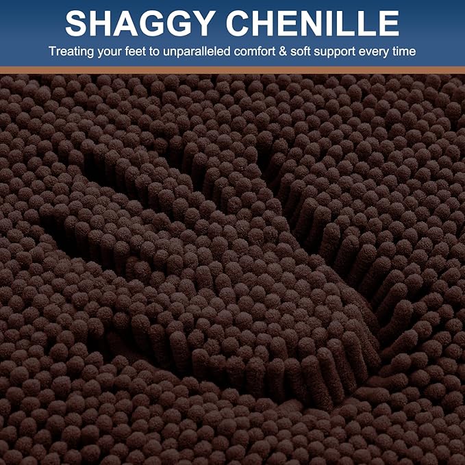 Smiry Luxury Chenille Toilet Rugs U-Shaped 24x20, Soft Absorbent Non-Slip Contour Bathroom Rugs for Toilet, Machine Washable Contoured Bath Mats, Brown