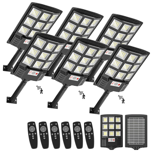 Sunwish 6 Pack Solar Lights Outdoor 6500K Solar Street Lights Outdoor, Solar Dusk to Dawn Outdoor Lights with RemoteControl,Motion Sensor IP66 Waterproof Flood Lights for Yard,Parking Lot