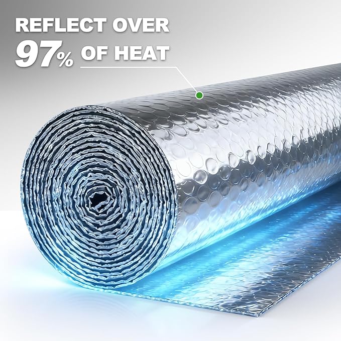 Bubble Reflective Insulation Roll to Window Insulation for Winter, Double Side Aluminum Bubble Foil Insulation Roll for Keep Heat,59"x 99" Thermal Insulation Shield,RV Window Insulation.
