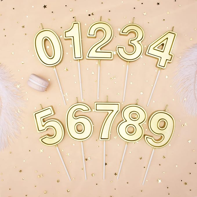 PHD CAKE 2.76 Inch Luxe Gold 8 Number Birthday Candles, Gold Number Candle, Cake Number Candles, Party Celebration
