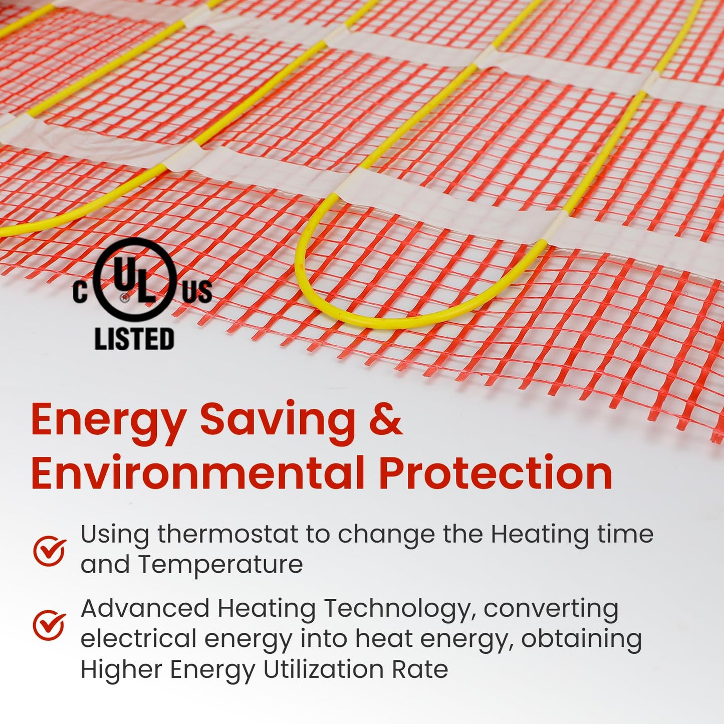 50 sqft HEATIT Warmmat Electric Radiant Self-adhesive Floor Heat Heating System & ET-7A Thermostat & Alarm Monitor