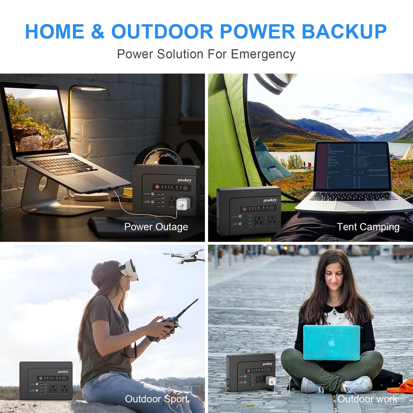 powkey 200W Portable Power Bank with AC Outlet, 146Wh Rechargeable Backup Lithium Battery, 110V Pure Sine Wave AC Outlet for Outdoor RV Trip Travel Home Office Emergency