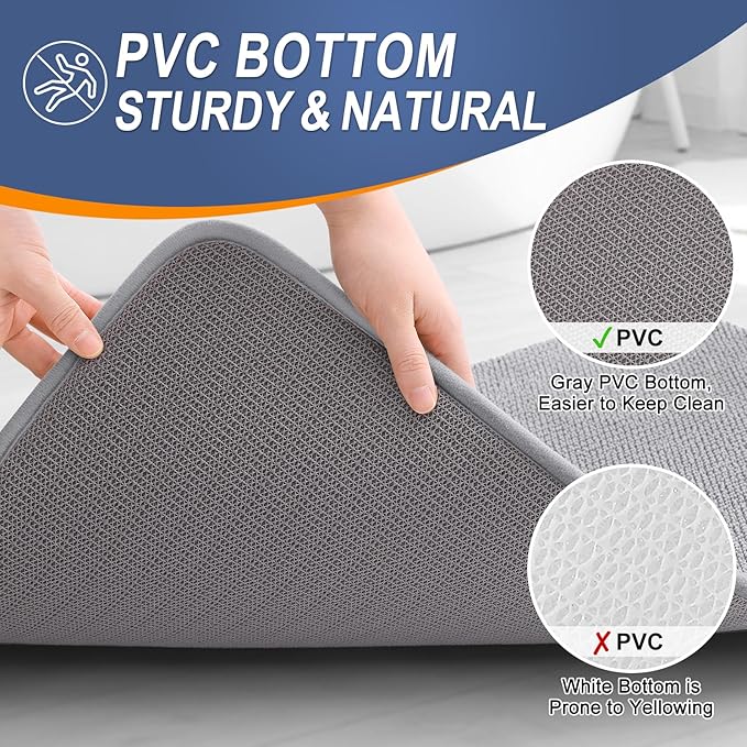 OLANLY Thick Memory Foam Bath Mat Rug 32x20, Extra Soft Absorbent Bathroom Rug, Quick Dry Bath Mats, Non-Slip, Machine Washable Carpet for Bathroom, Tub and Shower, Home Decor Accessories, Grey