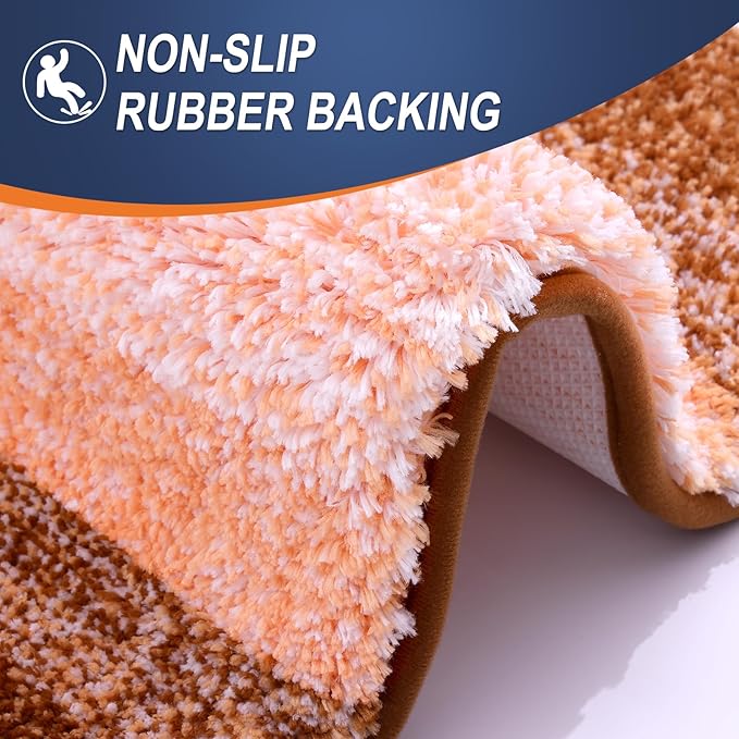 OLANLY Bathroom Runner Rugs 47x17, Extra Soft Absorbent Microfiber Bath Rugs, Rubber Backing, Quick Dry, Machine Washable Bath Mats for Bathroom Floor, Tub and Shower, Home Decor Accessories, Orange