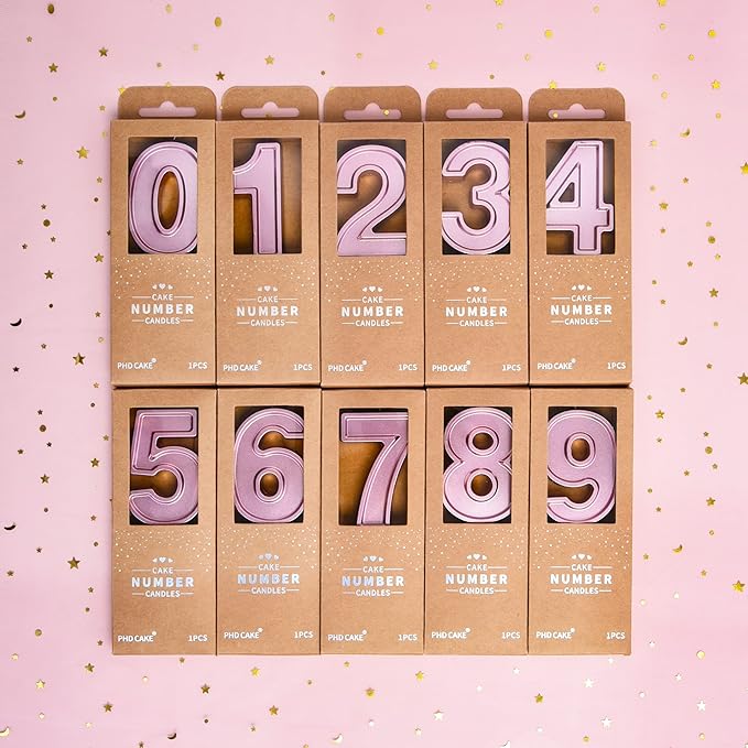 PHD CAKE 2.76 Inch Luxe Rose Gold 1 Number Birthday Candles, Rose Gold Number Candles, Cake Number Candles, Party Celebration