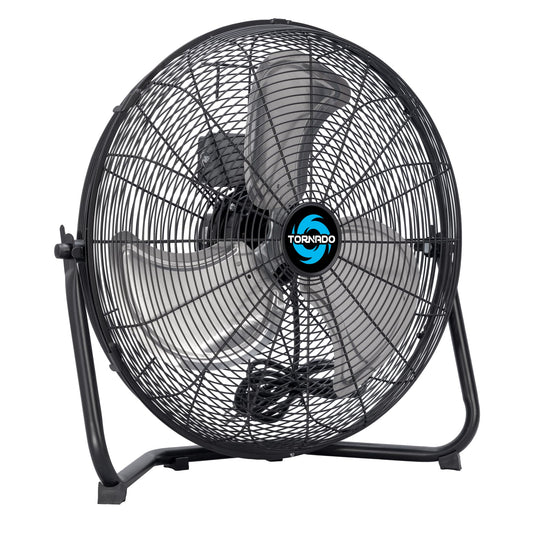 Tornado 18" High Velocity Floor Fan Industrial Metal 3-Speed Heavy Duty Cooling Fan for Workshop, Garage, Home, Office, 120° Tilt Adjustment, 6ft Cord, Black