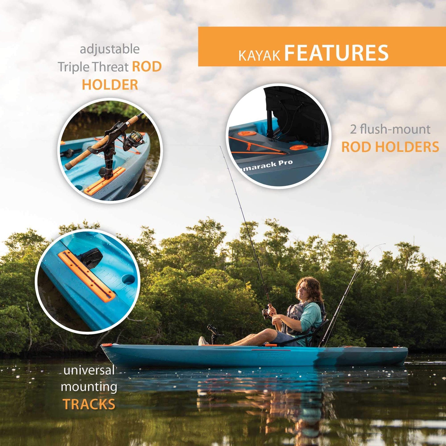 Lifetime Tamarack Pro 103 Sit-On-Top Kayak, Lightning Fusion, 10 ft. 3 in.