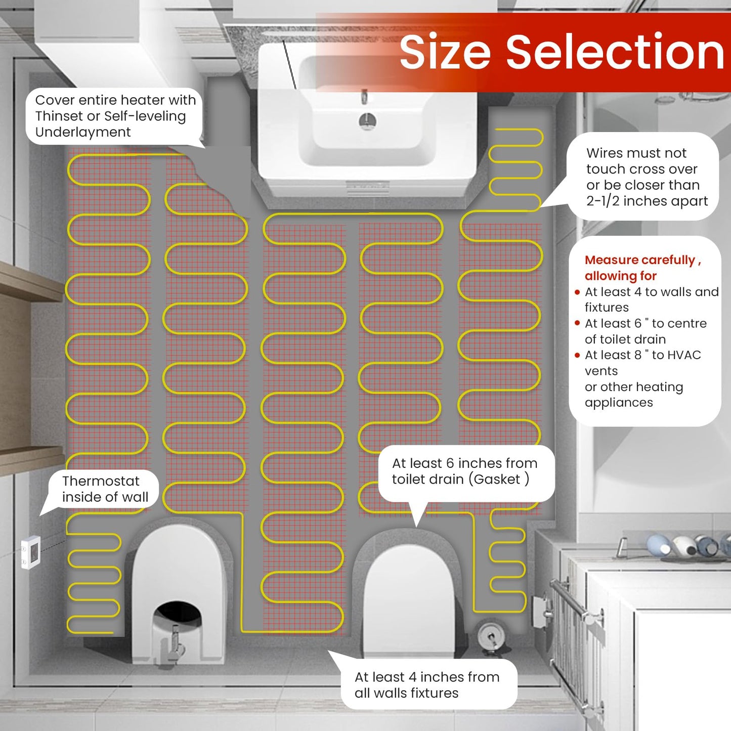 80 sqft HEATIT Warmmat Electric Radiant Self-adhesive Floor Heat Heating System