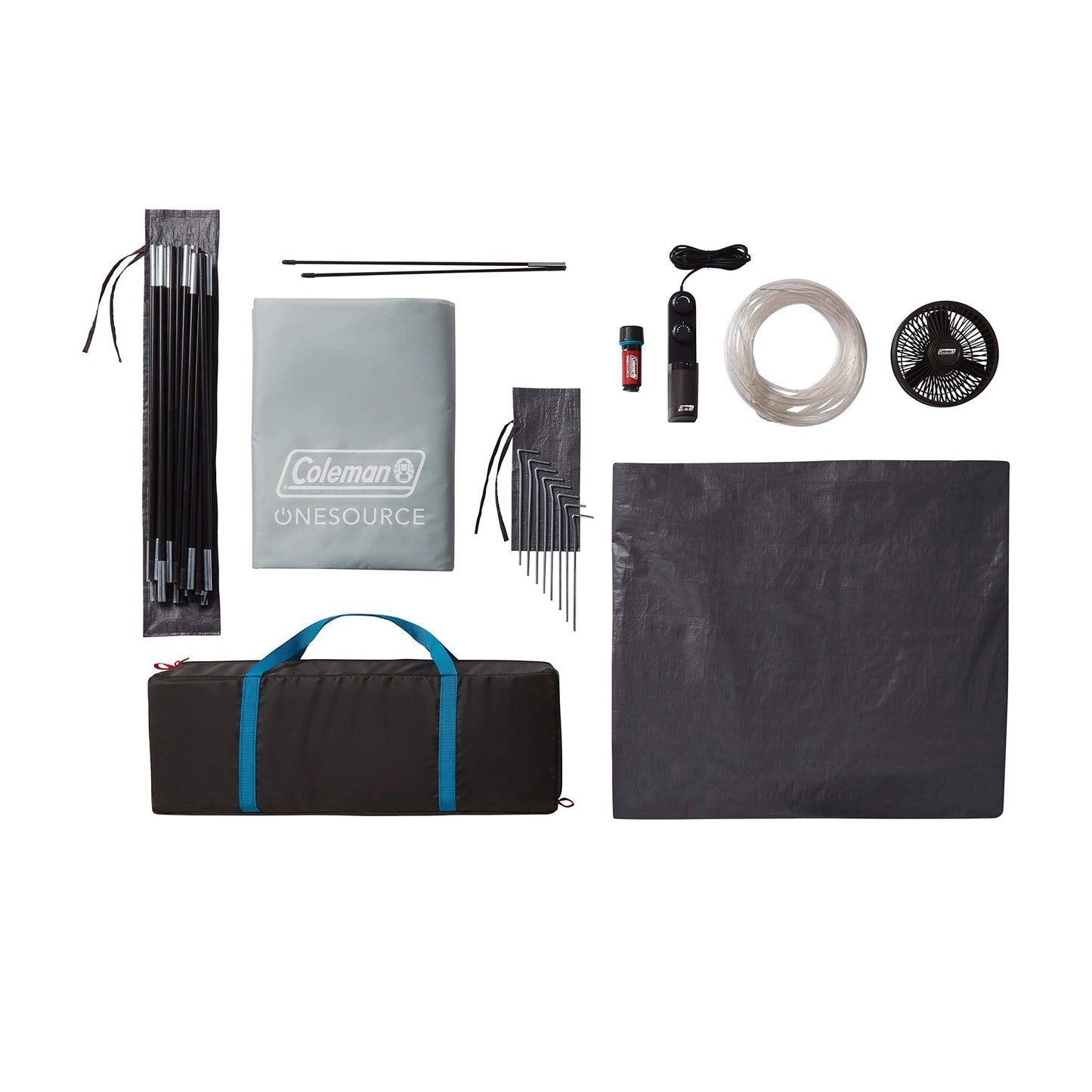 Coleman OneSource Rechargeable 4/6 Person Camping Tent with Airflow System & LED Lighting, Includes Rainfly, Tent Fan, Lights, and Interchangeable Battery Pack, Easy Setup Tent for Camping