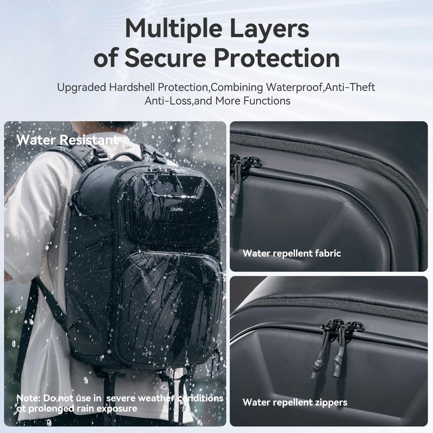 ULANZI BP10 Hardshell Camera Backpack 35L for DSLR Professional Photography Video Accessories Travel Tripod Strorage Large Splash-proof Hardshell Bag for Sony Canon Women Men w Tripod&Laptop Holder