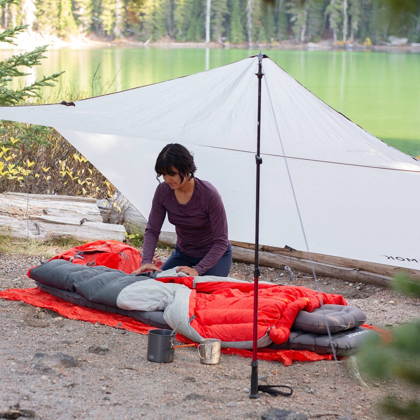 KAMMOK Kuhli Ultralight | Versatile Weather Shelter, (Waterproof, Durable, Portable, Camping Tarp, Hammock Tarp, Rain Cover), Moss Green
