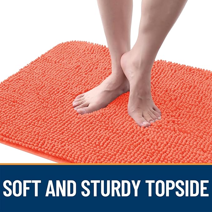 OLANLY Dog Door Mat for Muddy Paws 47x20, Absorbs Moisture and Dirt, Absorbent Non-Slip Washable Doormat, Quick Dry Chenille Mud Mat for Dogs, Entry Indoor Entryway Carpet for Inside Floor, Coral