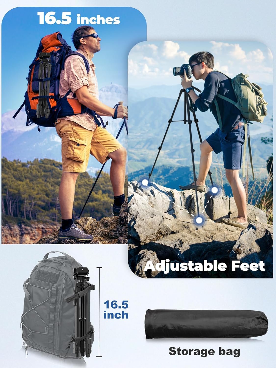 EMART 61 Phone Tripod Stand with Flexible Gooseneck, Portable Tripod for iPhone and Camera, Overhead Cellphone Holder