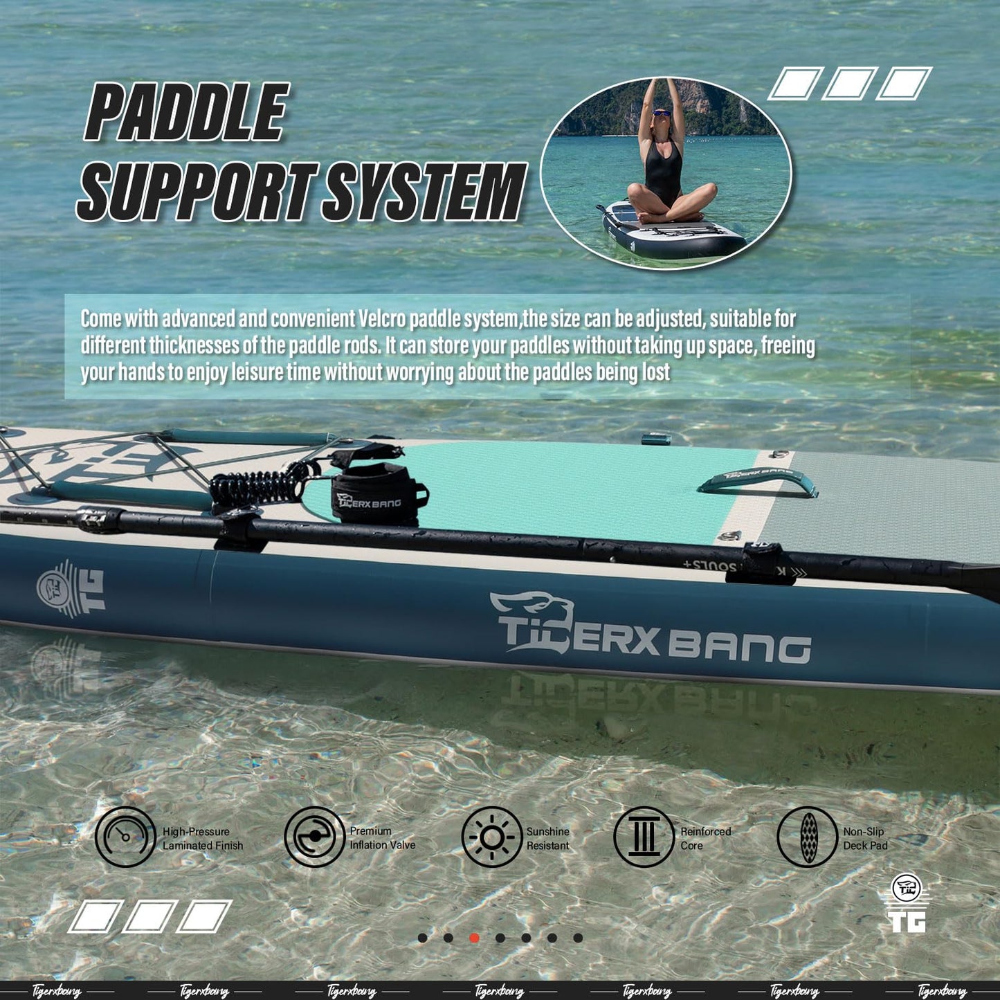 TIGERXBANG DEFENDER-PRO Paddle Board, 10'6'' x 32'' x 6'', Inflatable, Blue