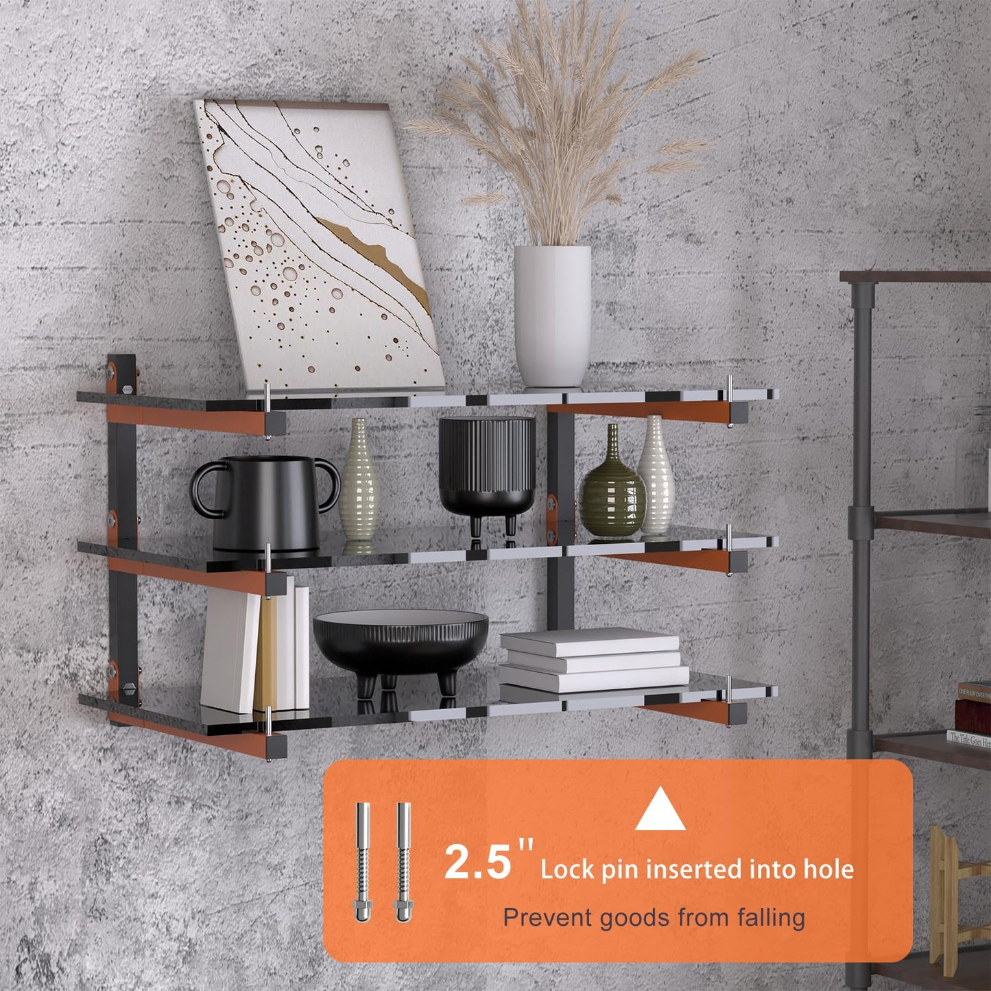Lumber Rack Wall Mount, Lumber Storage Rack, Heavy Duty Wood Storage Racks with 9-Level System, 1080 lb Substantial Garage Wood Organizer, Orange Lumber Metal Racks for Indoor and Outdoor (6 PACK)