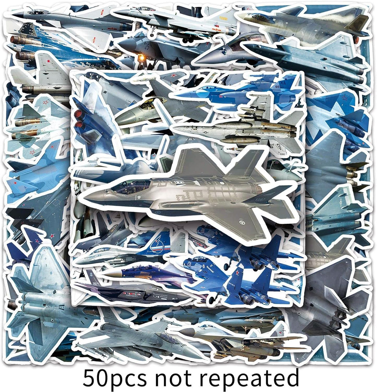 LYLSDSB 50Pcs Fighter Jet Plane Stickers - Vinyl Waterproof for Laptops, Bikes, Cars & More