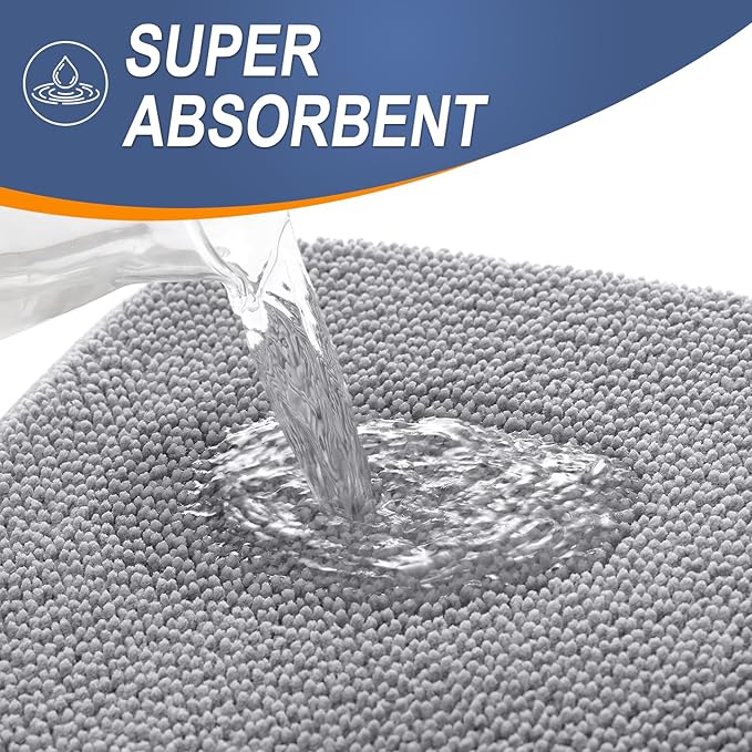 OLANLY Thick Memory Foam Bath Mat Rug 32x20, Extra Soft Absorbent Bathroom Rug, Quick Dry Bath Mats, Non-Slip, Machine Washable Carpet for Bathroom, Tub and Shower, Home Decor Accessories, Grey