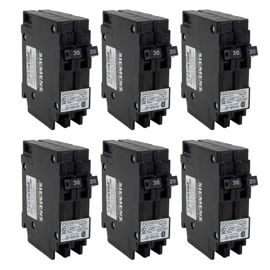 RecPro RV Circuit Breaker Q3020 | 30/20 Amp Twin Single-Pole | 120V Thermal-Magnetic | Standard Trip | Plug-in Type | QT Compatible | Camper/RV Electrical Breaker (6 Pack)