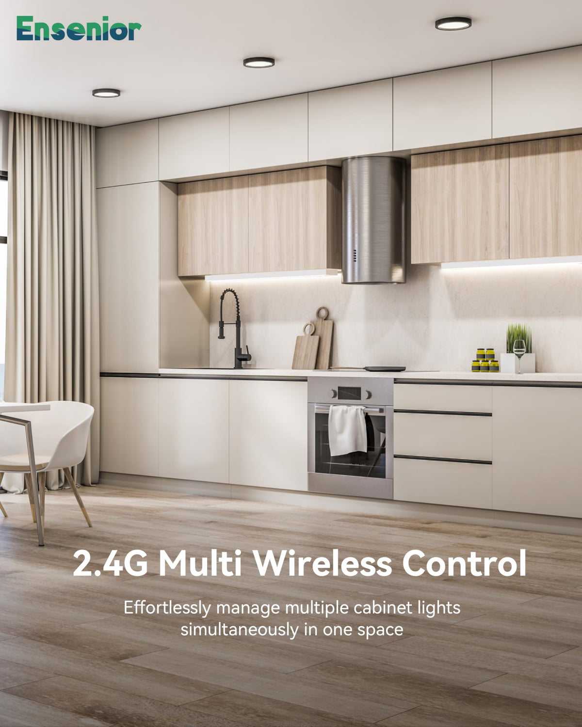 Ensenior LED Under Cabinet Lighting, 32 Inch, Dimmable, 2.4G Wireless Control, Hardwired/Plug-in, Aluminum, 2 Pack, Model 769044665