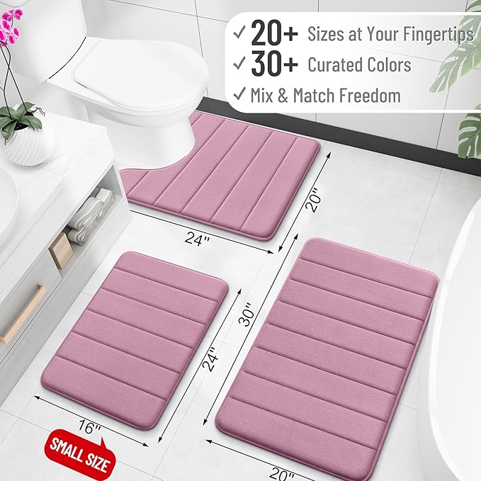 OLANLY Memory Foam Bath Mat 40x32, Super Soft Absorbent Bathroom Rugs, Quick Dry, Machine Washable Shower Floor Rugs, Bathmat Carpet, Bathroom Home Decor Accessories, Deep Plum