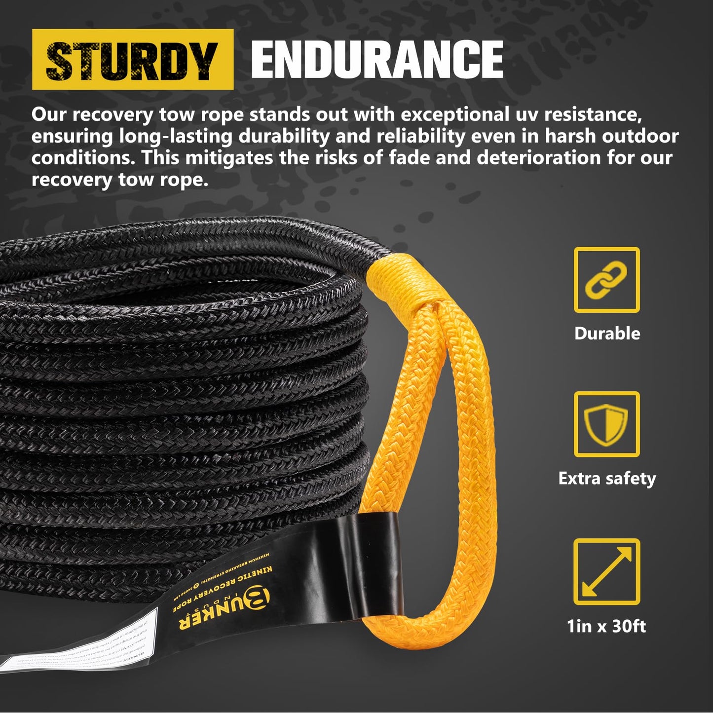 BUNKER INDUST Offroad High Lift Jack with Pair Traction Board Mate + 1"×30ft Kinetic Recovery Rope with 2 Soft Shackles Kit