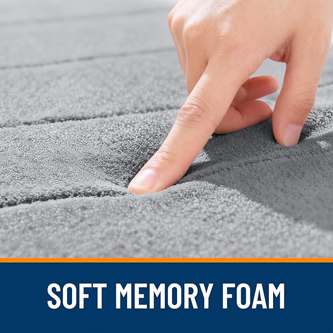 OLANLY Memory Foam Bath Mat 34x21, Super Soft Absorbent Bathroom Rugs, Quick Dry, Machine Washable Shower Floor Rugs, Bathmat Carpet, Bathroom Home Decor Accessories, Grey