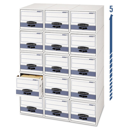 Bankers Box 6 Pack STOR Extra Space Saving Filing Cabinet, Stacks 5 High, Letter, White/Blue