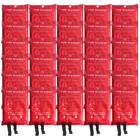 30 Packs Fire Blanket – 39.37x39.37 Inches, 1100℉ Heat Resistant, Emergency Fire Suppression Blanket for Kitchen, Home, Car, Camping – Easy to Use, Non-Toxic, Reusable, Compact & Lightweight