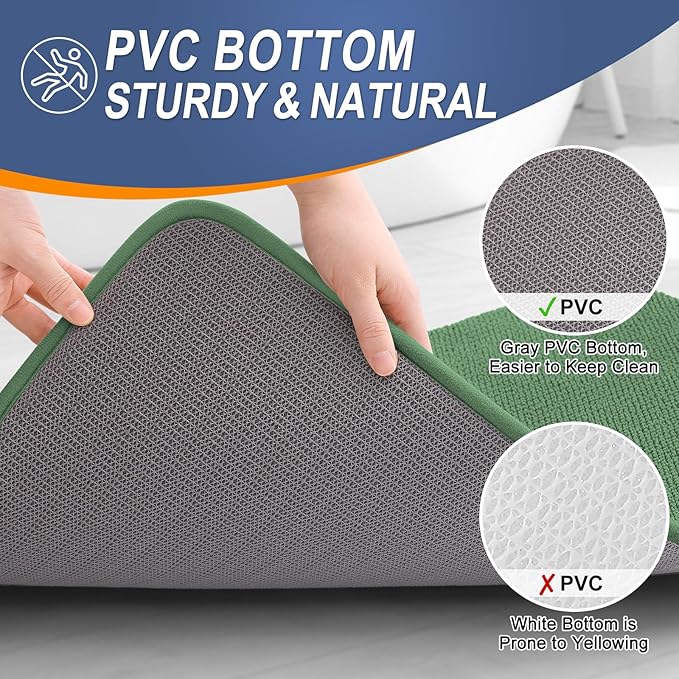 OLANLY Thick Memory Foam Bath Mat Rug 47x20, Extra Soft Absorbent Bathroom Rug, Quick Dry Bath Mats, Non-Slip, Machine Washable Carpet for Bathroom, Tub and Shower, Home Decor Accessories, Olive Green