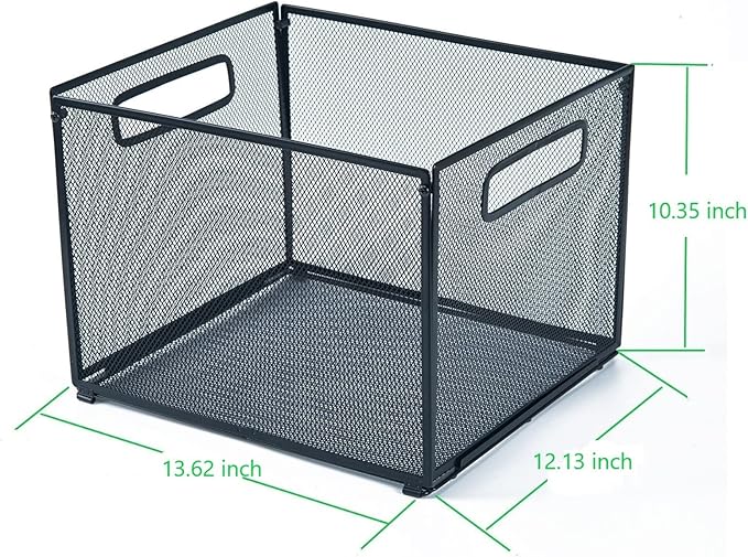 SETTFRFE Letter Size Hanging Folder Organizer,Metal Mesh Hanging File Folder Box,Office File Baskets,Black
