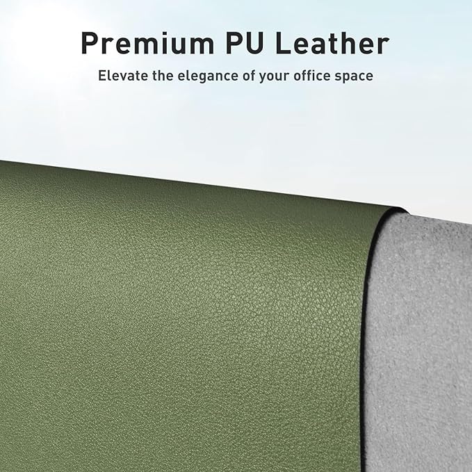 Aothia Leather Desk Pad Protector, Mouse Pad, Office Desk Mat, Non-Slip PU Leather Desk Blotter, Laptop Desk Pad, Waterproof Desk Writing Pad for Office and Home (31.5" x 15.7",Olive Green)