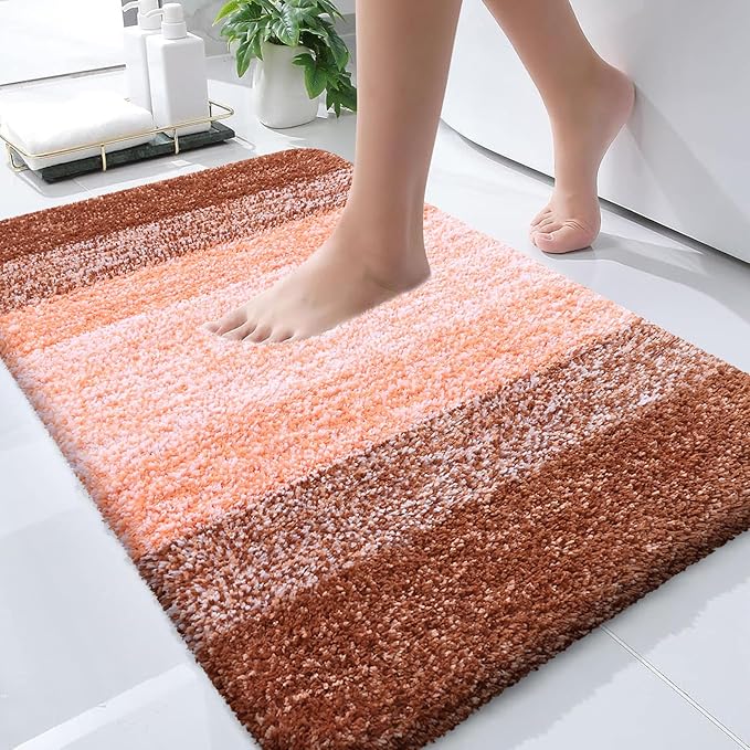 OLANLY Bathroom Rugs Mat 44x32, Extra Soft Absorbent Microfiber Bath Rugs, Rubber Backing, Quick Dry, Machine Washable Bath Mats for Bathroom Floor, Tub and Shower, Home Decor Accessories, Orange