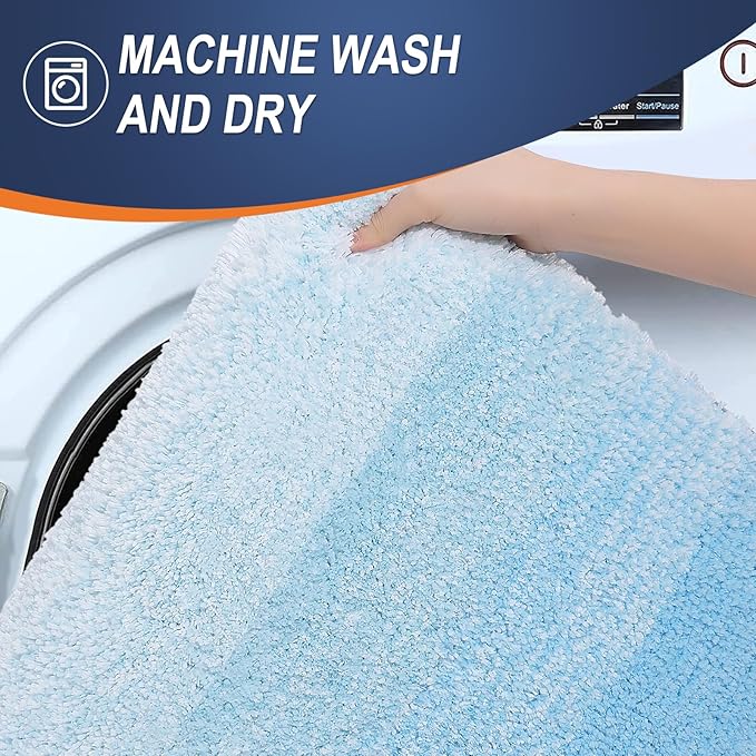 OLANLY Bathroom Rugs Mat 40x24, Extra Soft Absorbent Microfiber Bath Rugs, Rubber Backing, Quick Dry, Machine Washable Bath Mats for Bathroom Floor, Tub and Shower, Home Decor Accessories, Sky Blue