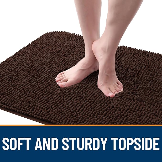 OLANLY Dog Door Mat for Muddy Paws 54x24, Absorbs Moisture and Dirt, Absorbent Non-Slip Washable Doormat, Quick Dry Chenille Mud Mat for Dogs, Entry Indoor Entryway Carpet for Inside Floor, Brown