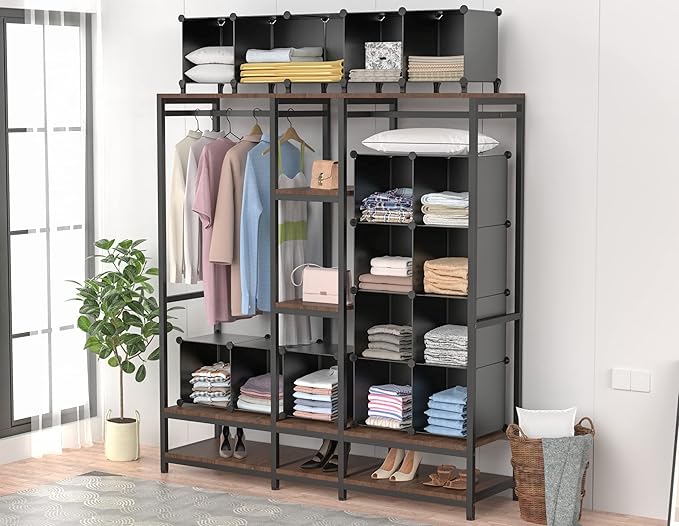 HOMIDEC Closet Organizers and Storage, 9 Cube Storage Organizer, Portable Closet Organizer Cubes Shelves for Clothes, Bedroom, Kids Room, Bathroom, Wardrobe, Garment Racks, Black