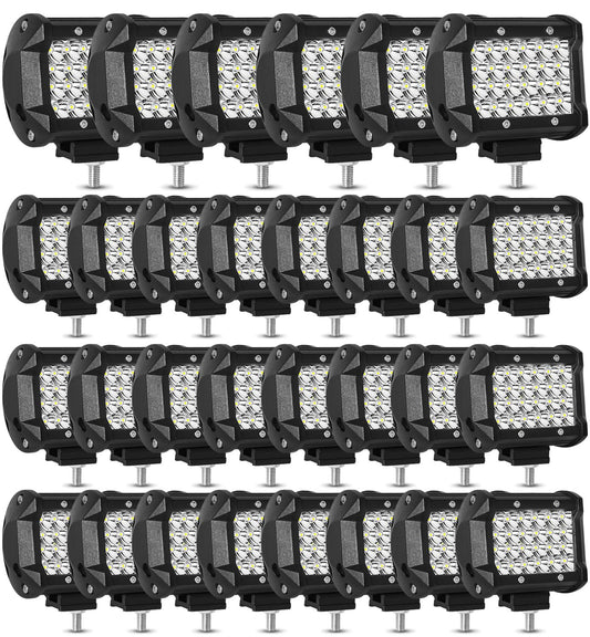 4 Inch LED pod Lights for Trucks - 72W 12000LM 12V/24V LED Work Light Bars Quad Row Equipment Light Waterproof Offroad Driving Lights for Car ATV UTV SUV Golf Cart Tractor (72W-30 Pack)